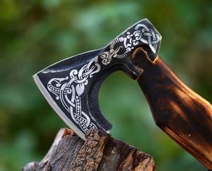 Handmade Outdoor Viking Mattock Head <b>Axe</b> Head High Carbon Steel Wood Handle Industrial Grade 6 in Blade 24 in Overall Length - Product Image 3