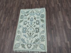 Tapis abstrait Oushak vert pastel, noué à la main, en laine, fait main, traditionnel, vintage, décoratif, pour salon, 1 pièce - Product Image 2