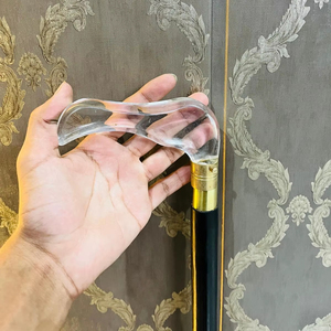 Bastón Invisible de Madera de Palisandro, Plegable en 3 Partes, Mango Transparente, Punta de Latón Pulido, Diseño Multifuncional, ARTESANÍA ANTIGUO TESORO DEL MUNDO - Product Image 1