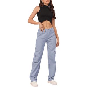 Pantalon cargo en coton pour femme OEM, respirant, séchage rapide, écologique, coupe-vent, durable, ample, formel, longueur intégrale, 220g, taille moyenne - Product Image 4
