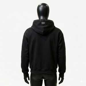 Sweat à capuche zippé noir pour homme MEYBA SPORTS avec garniture en strass, poche kangourou, coupe classique, style sportif, pour l'automne - Product Image 5
