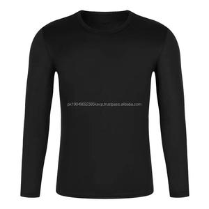 Camisetas de manga larga con cuello redondo liso en blanco, camisetas con cuello redondo para hombre, promoción, baratas, de punto de poliéster de secado rápido, teñidas lisas - Product Image 2