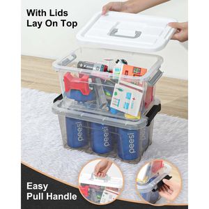 Set di 6 Contenitori di Plastica con Coperchi da 7 Quarti, Organizzatori Impilabili con Chiusure a Scatto, Facili da Maneggiare - Product Image 3