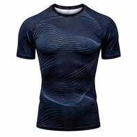T-shirt de sport pour homme tendance, manches courtes, bleu surf, imprimé par sublimation, séchage rapide, polyester, taille adulte