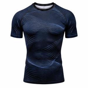 T-shirt de sport pour homme tendance, manches courtes, bleu surf, imprimé par sublimation, séchage rapide, polyester, taille adulte - Product Image 1