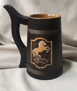 Chope à bière traditionnelle en bois, faite à la main, en bois naturel, pour la décoration de bar de festival viking et la collection de collectionneur - Product Image 1