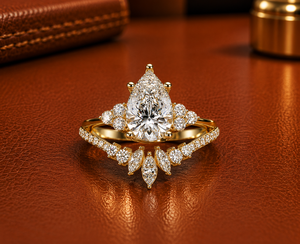 Luxury 14K Gold Pear Cut Bridal Set Lab Grown Diamond IGI Certified <b>Ring</b> Curved Marquise <b>Stacking</b> Wedding Band Set For Women's - Product Image 1
