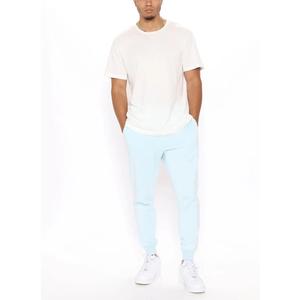 Nouvel arrivage : Pantalon de sport pour homme, coupe droite, couleur unie, 100% coton, gris, taille élastique, décontracté - Product Image 3