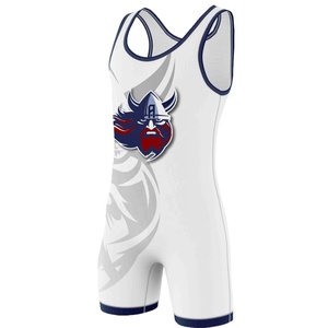 Maillot de lutte ajusté unisexe pour adulte, 100 % polyester épais, avec logo frontal, idéal pour l'entraînement d'équipe - Product Image 2