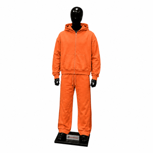 Conjunto Deportivo Premium Naranja para Hombre, Sudadera con Cremallera Completa y Pantalones Jogger, Estilo Casual Oversize, Ropa Deportiva para Gimnasio y Entrenamiento - Product Image 1