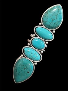 Anillo Largo de Turquesa en Plata de Ley 925 con Múltiples Piedras, Estilo Boho Occidental, Joyería para Mujer - Product Image 5