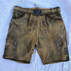 กางเกงหนังบาวาเรียนสำหรับเทศกาลอ็อกโทเบอร์เฟสต์  แบบนูร์ซ  น้ำหนักเบา  ปักลายหนังวัวแท้ - Product Image 1