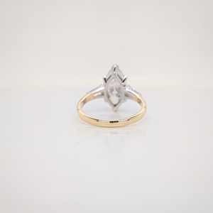 Lurba Jewels Marquise Cut Moissanite 14K Gold Certified Engagement Ring Three Stone Prong Set Women Anniversary Wedding - Product Image 2