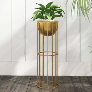 23.6 \ "moderna fioriera interna in metallo dorato con supporto per mobili da soggiorno o esposizione di piante - Product Image 5