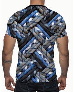 Camiseta de Manga Corta para Hombre, Azul Marino, Estampado Floral, Cuello Redondo, Corte Ajustado, Informal, Transpirable, Tejido de Poliéster, Cómoda - Product Image 2