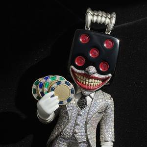 Pendentif pour homme en argent 925, design unique, motif tête de dés de casino, serti de moissanite, bijoux fins, pendentifs et breloques - Product Image 5