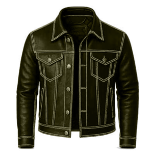 Blouson moto en cuir pour homme, coupe ajustée, fermeture éclair, style streetwear décontracté, coupe-vent, vêtement d'extérieur pour l'hiver - Product Image 4