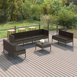 Conjunto de Muebles de Jardín de Acero con Recubrimiento en Polvo y Ratán PE Gris, Producto de Poliéster Duradero - Product Image 1