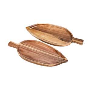 Plateaux de service en bois à feuilles Assiette de service pour restaurant, hôtel, maison, mariage, prix en gros - Product Image 1