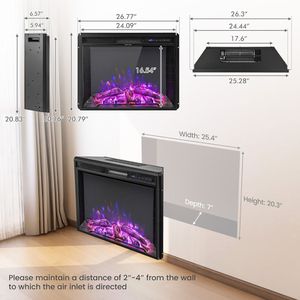 Caminetto Elettrico da Incasso da 26 Pollici con Fiamma a Luminosità Regolabile, Display LED, Spina EU - Product Image 4