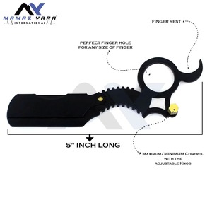 Rasoir professionnel en acier inoxydable à lame pivotante pour hommes, design anneau de doigt, pour toilettage de précision de la barbe, lame droite simple - Product Image 3