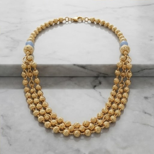 Ensemble de collier Mala à double rang de perles bleues en argent 925 pour femmes, bijoux de créateur, ensemble de boucles d'oreilles assorties - Product Image 3