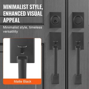 Set di Maniglie Doppie per Porta Resistente, Nero Opaco, Leva Quadrata Reversibile per Porta d'Ingresso, Materiale in Ottone - Product Image 6