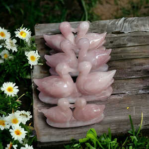 Pink Rose Quartz Swan <b>Crystal</b> Figurine Natural Hand Carved Stone Statue Home Decoration Feng Shui Gift <b>Crafts</b> Wholesale for Gift - Product Image 2