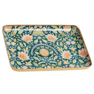 Plateau à thé et à café en métal à motif floral pour hôtel, mariage, vente en gros, plateau de service vintage plaqué argent avec deux poignées - Product Image 5