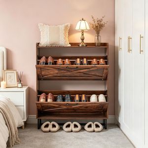 Mobile Portascarpe in Stile Rustico in Bambù, Design Cinese con Ripiani Regolabili per Risparmiare Spazio, per Ingresso o Soggiorno - Product Image 5
