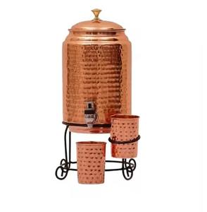 Elegant Copper Water <b>Dispenser</b> <b>Drinking</b> Water Storage Holder with Tap Ideal for Kitchen Dining Table and Catering Service - Product Image 4