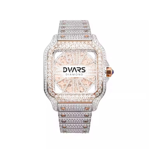 Reloj de Lujo con Diamantes Moissanite Baguette, Dos Tonos Oro y Plata, Estilo Hip Hop, Automático, Mecánico, para Hombre - Product Image 1