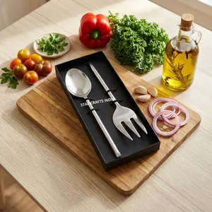 Handcrafted Stainless Steel Eco-Friendly Salad <b>Server</b> for Wedding Dinnerware Cutlery New Arrival Flatware Sets Dishwasher Safe - Product Image 5