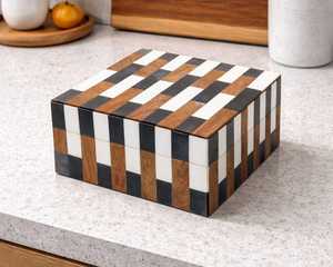 Caja de Almacenamiento Rectangular Única con Incrustaciones de Hueso para Joyas y Herramientas, con Acabado Atractivo, Organizador Decorativo Moderno para Dormitorio - Product Image 2