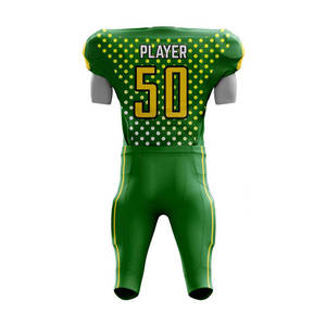 Ensemble de maillot de football américain vert à pois, numéro 50, design sublimé, style ajusté unisexe, pour toutes les saisons, 100% coton - Product Image 2