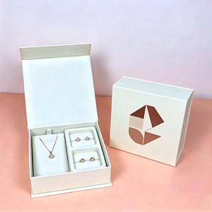 OEM Custom Logo Luxury Jewelry Gift Box with Magnetic Closure & Velvet Insert Rigid Paperboard Packaging for Necklace & Earring - Product Image 1