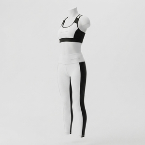Ensemble de sport pour femmes, soutien-gorge de sport blanc et noir, leggings taille haute, ensemble de yoga, tenue de fitness, vêtements de sport - Product Image 2
