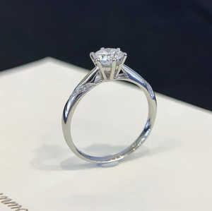 Bague solitaire en or massif 14 carats avec diamant de laboratoire taille brillant rond, cadeau idéal pour femme, fiançailles, mariage, anniversaire, bijoux - Product Image 5