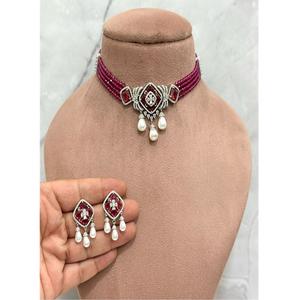 Collar de Perlas de Imitación de Rubí Blanco Pulido de Primera Calidad, con Aretes, para Regalo de Boda, para Mujer - Product Image 1