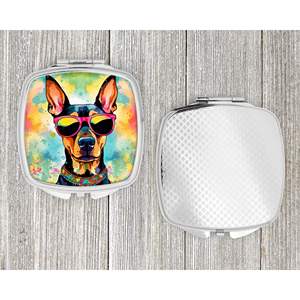 Doberman Pinscher Hippie Dawg miroir de maquillage de poche pliant compact Portable cadeau de voyage décoratif pour femmes et filles - Product Image 4