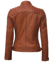Blousons motards en cuir véritable pour femmes à prix abordable, col montant, écologiques, tissés, personnalisables, en gros, pour l'hiver
