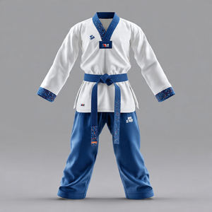 Uniforme de Taekwondo 100% Poliéster Algodón, Traje de Entrenamiento MMA para Luchadores, Uniforme de Taekwondo con Logotipo Personalizado - Product Image 1