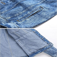 Chaquetas Vaqueras Vintage para Hombre, Lavado Ácido, Azul Clásico, Corte Ajustado, Cierre de Botones, Ropa Exterior Informal, Cuello Camisero