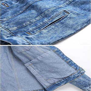 Men's Vintage Acid Wash Denim <b>Jackets</b> Classic Blue <b>Slim</b> <b>Fit</b> Button-Down Jean Outerwear Casual Wear Turndown Collar Denim <b>Jacket</b> - Product Image 5