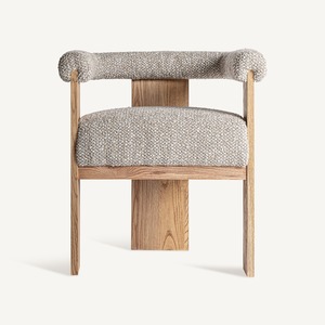 Silla de Comedor de Lujo con Tapizado Bouclé y Estructura de Madera Sólida, Sillón Moderno Nórdico Tapizado para Cafetería, Restaurante, Hotel y Hogar - Product Image 6