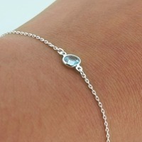 Bracelet rond en topaze bleue, argent sterling 925, fait main, bijou de promesse pour femme, cadeau pour elle, pierre de naissance de décembre.
