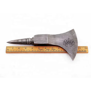 Cabeza de Hacha Forjada en Acero de Damasco, Cabeza de Hacha Vikinga con Doble Hoja, Cabeza de Tomahawk Hecha a Mano - Product Image 4