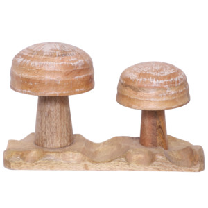 Objeto Decorativo de Madera Tallado a Mano con Forma de Hongo - Adorno para el Hogar de Madera de Mango Natural - Product Image 1
