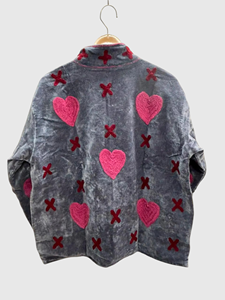 Veste en coton brodée à la main à motifs floraux, col mandarin, manches longues, grande taille, style chic prairie pour femmes, automne - Product Image 2