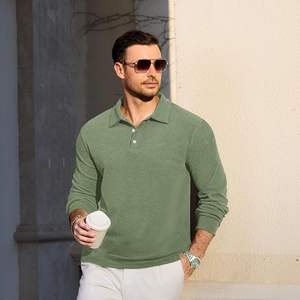 Camisetas Polo Casuales de Manga Larga para Hombre, Camisetas Térmicas Básicas con Cuello Clásico, Camisetas de Golf Sólidas - Product Image 2